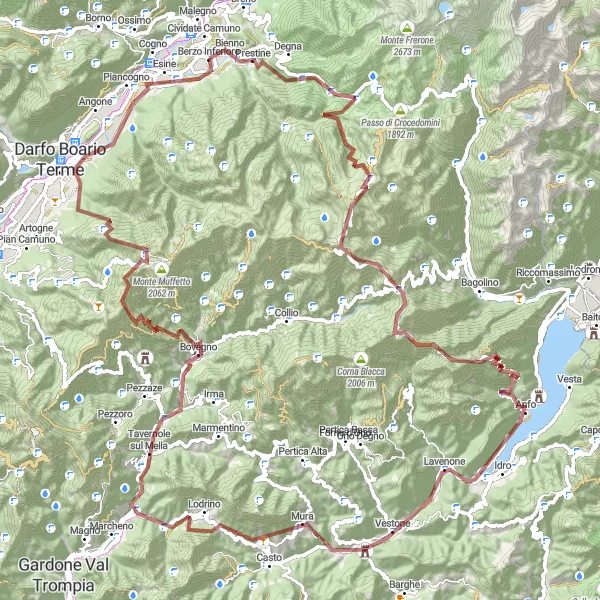 Miniatua del mapa de inspiración ciclista "Ruta de Ciclismo de Grava Berzo Inferiore - Berzo Inferiore" en Lombardia, Italy. Generado por Tarmacs.app planificador de rutas ciclistas