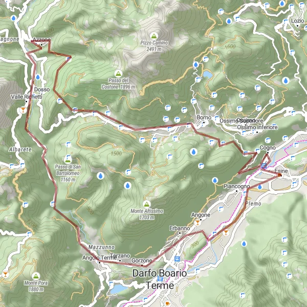 Miniatura della mappa di ispirazione al ciclismo "Giro in Gravel delle Orobie" nella regione di Lombardia, Italy. Generata da Tarmacs.app, pianificatore di rotte ciclistiche