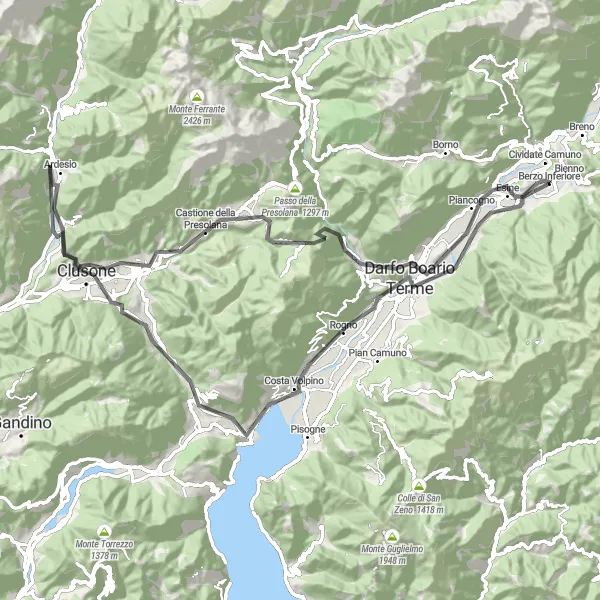 Miniatura mapy "Szybka trasa szosowa przez Lombardię" - trasy rowerowej w Lombardia, Italy. Wygenerowane przez planer tras rowerowych Tarmacs.app