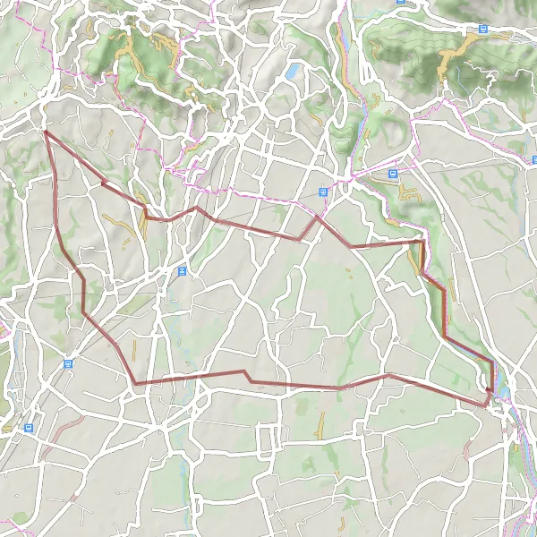 Map miniature of "Gravel Adventure through Ronco Briantino and Trezzo sull'Adda" cycling inspiration in Lombardia, Italy. Generated by Tarmacs.app cycling route planner