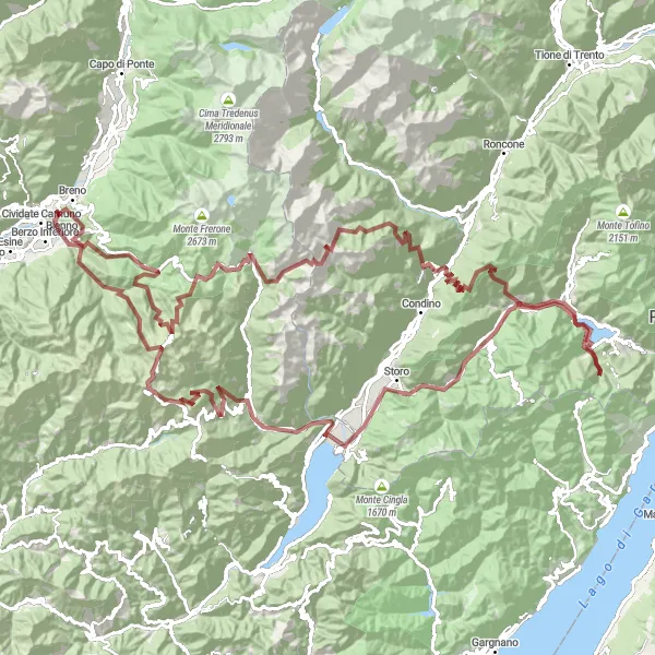Kartminiatyr av "Grusvei Eventyr fra Bienno til Bagolino" sykkelinspirasjon i Lombardia, Italy. Generert av Tarmacs.app sykkelrutoplanlegger