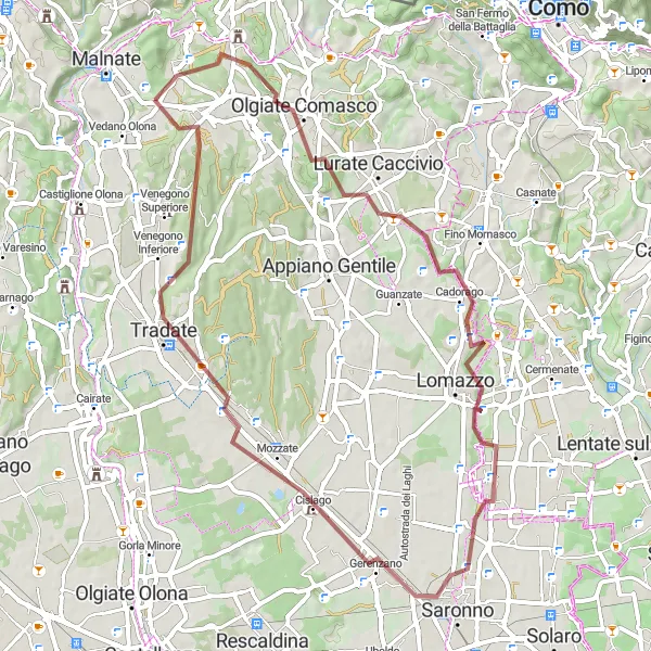 Miniaturní mapa "Gravelová dobrodružná cesta" inspirace pro cyklisty v oblasti Lombardia, Italy. Vytvořeno pomocí plánovače tras Tarmacs.app