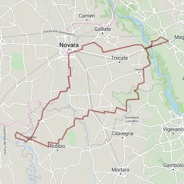 Karten-Miniaturansicht der Radinspiration "Graveltour von Boffalora sopra Ticino nach Novara" in Lombardia, Italy. Erstellt vom Tarmacs.app-Routenplaner für Radtouren