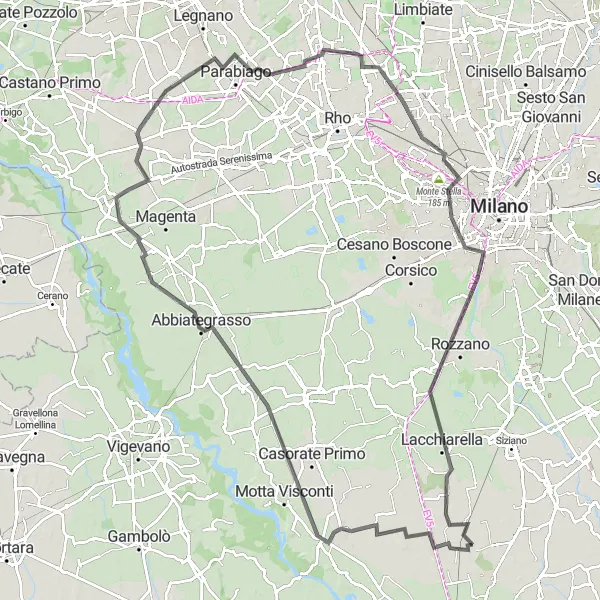 Mapa miniatúra "Panoráma Lombardie" cyklistická inšpirácia v Lombardia, Italy. Vygenerované cyklistickým plánovačom trás Tarmacs.app
