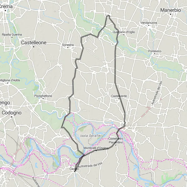 Kartminiatyr av "Historiska platser och vackra landskap" cykelinspiration i Lombardia, Italy. Genererad av Tarmacs.app cykelruttplanerare