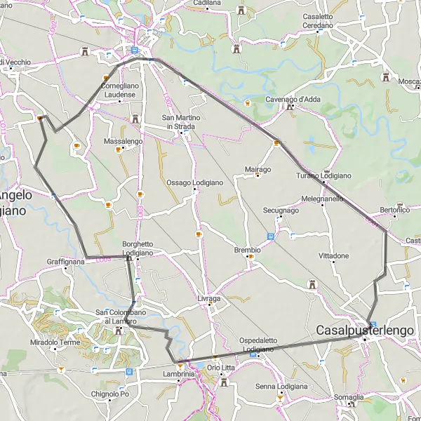 Map miniature of "San Giovanni Loop" cycling inspiration in Lombardia, Italy. Generated by Tarmacs.app cycling route planner