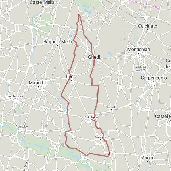 Miniatura della mappa di ispirazione al ciclismo "Giro dei Laghi di Borgosatollo" nella regione di Lombardia, Italy. Generata da Tarmacs.app, pianificatore di rotte ciclistiche