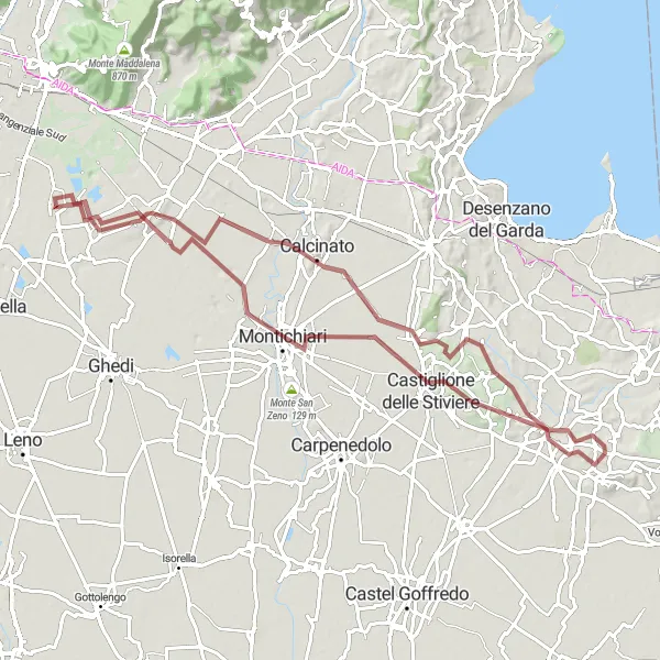 Map miniature of "Gravel Extravaganza: Off the Beaten Path" cycling inspiration in Lombardia, Italy. Generated by Tarmacs.app cycling route planner