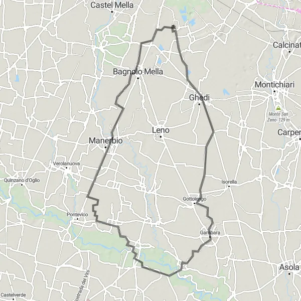 Map miniature of "Glorious Ghedi Valley" cycling inspiration in Lombardia, Italy. Generated by Tarmacs.app cycling route planner