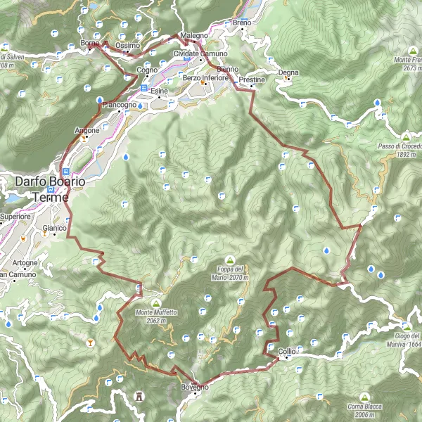 Miniatua del mapa de inspiración ciclista "Ruta de Grava a Borno" en Lombardia, Italy. Generado por Tarmacs.app planificador de rutas ciclistas