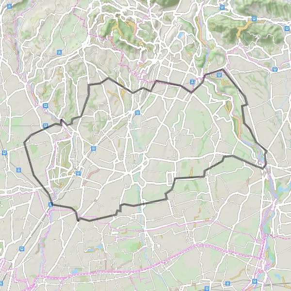 Mapa miniatúra "Cyklotrasa pre cestný bicykel v blízkosti Bottanuco" cyklistická inšpirácia v Lombardia, Italy. Vygenerované cyklistickým plánovačom trás Tarmacs.app