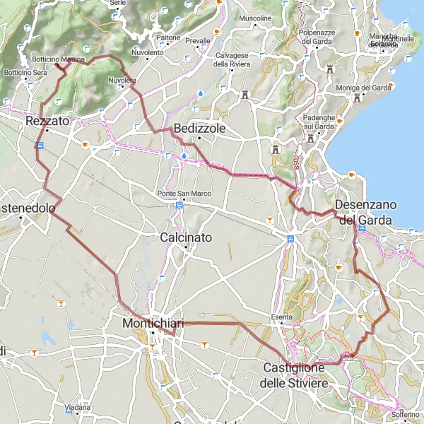Map miniature of "Gravel Adventure: Botticino-Monte Bolle Trail" cycling inspiration in Lombardia, Italy. Generated by Tarmacs.app cycling route planner