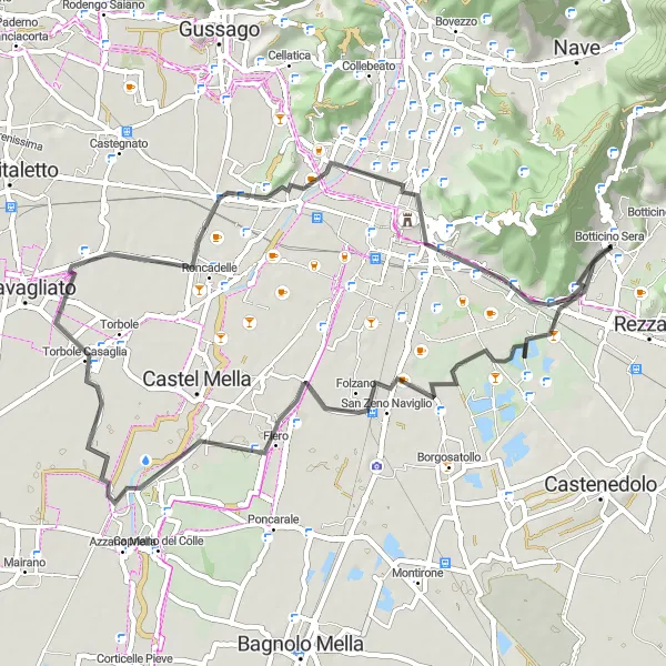 Miniaturní mapa "Cyklotrasa Fenili Belasi" inspirace pro cyklisty v oblasti Lombardia, Italy. Vytvořeno pomocí plánovače tras Tarmacs.app