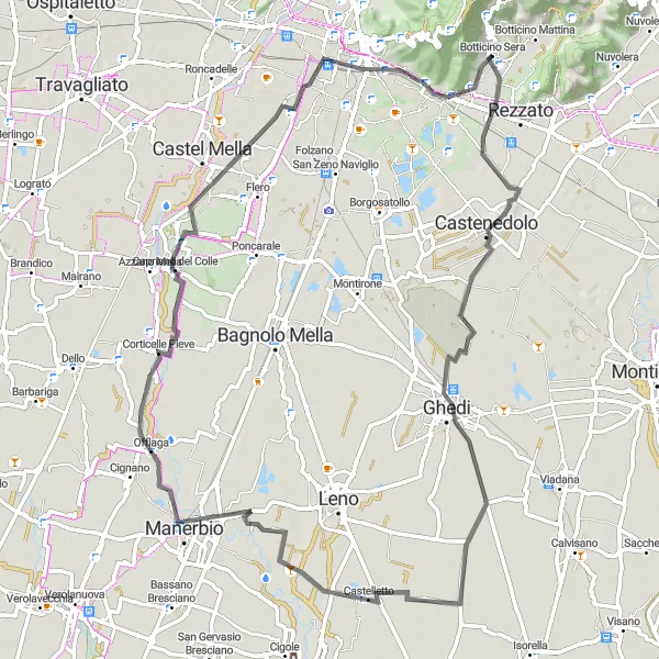 Miniatua del mapa de inspiración ciclista "Ruta de ciclismo de carretera desde Botticino" en Lombardia, Italy. Generado por Tarmacs.app planificador de rutas ciclistas
