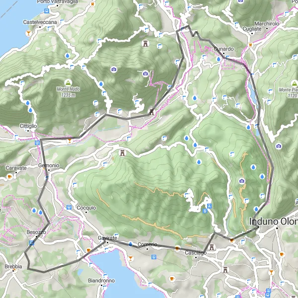 Miniatuurkaart van de fietsinspiratie "Fietsen rond Besozzo" in Lombardia, Italy. Gemaakt door de Tarmacs.app fietsrouteplanner