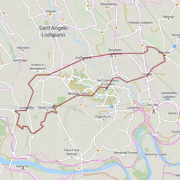 Miniatura mapy "Wycieczka rowerowa do Miradolo Terme i Costa de' Nobili" - trasy rowerowej w Lombardia, Italy. Wygenerowane przez planer tras rowerowych Tarmacs.app