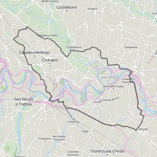 Map miniature of "Adda River Discovery" cycling inspiration in Lombardia, Italy. Generated by Tarmacs.app cycling route planner