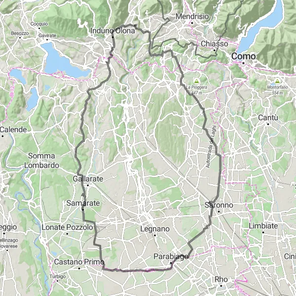 Map miniature of "Scenic Road Loop from Brenno Useria" cycling inspiration in Lombardia, Italy. Generated by Tarmacs.app cycling route planner
