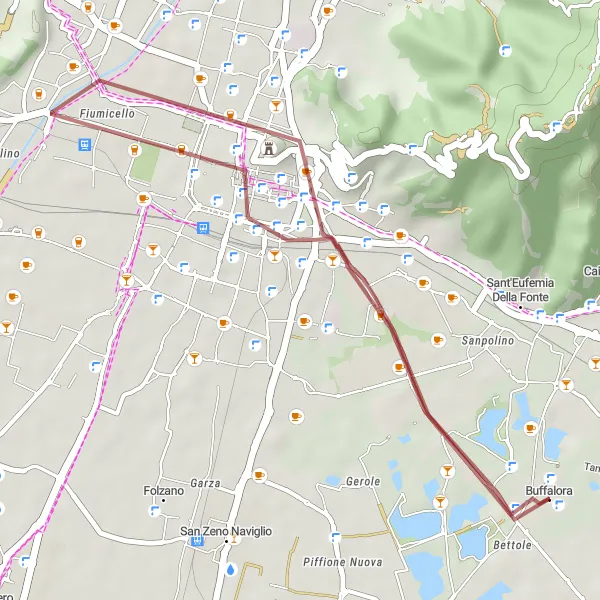 Kartminiatyr av "Kort og utfordrende grusveitour i nærheten av Brescia" sykkelinspirasjon i Lombardia, Italy. Generert av Tarmacs.app sykkelrutoplanlegger