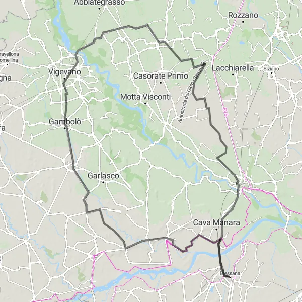 Mapa miniatúra "Cyklotúra cez Lombardiu" cyklistická inšpirácia v Lombardia, Italy. Vygenerované cyklistickým plánovačom trás Tarmacs.app