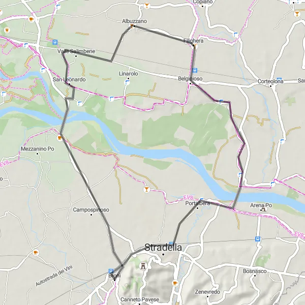 Miniatuurkaart van de fietsinspiratie "Ontdek de Schoonheid van Belgioioso" in Lombardia, Italy. Gemaakt door de Tarmacs.app fietsrouteplanner