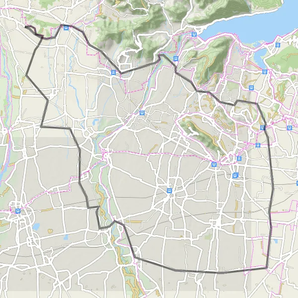 Miniatura della mappa di ispirazione al ciclismo "Giro in bicicletta da Brusaporto a Cividate al Piano" nella regione di Lombardia, Italy. Generata da Tarmacs.app, pianificatore di rotte ciclistiche