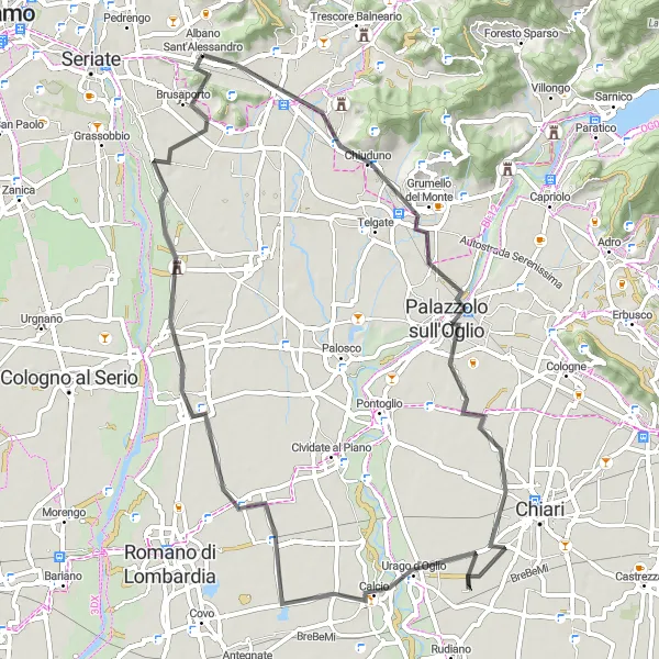 Mapa miniatúra "Cyklotrasa Monte San Giorgio" cyklistická inšpirácia v Lombardia, Italy. Vygenerované cyklistickým plánovačom trás Tarmacs.app