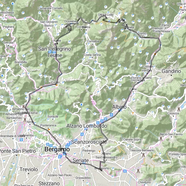 Map miniature of "The Ultimate Cycling Challenge" cycling inspiration in Lombardia, Italy. Generated by Tarmacs.app cycling route planner