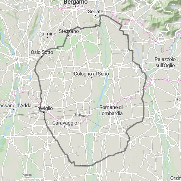 Miniatura della mappa di ispirazione al ciclismo "Pedalata tra Borghi e Natura" nella regione di Lombardia, Italy. Generata da Tarmacs.app, pianificatore di rotte ciclistiche