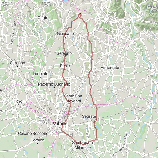 Kartminiatyr av "Bulciago - Briosco Grussykkeltur" sykkelinspirasjon i Lombardia, Italy. Generert av Tarmacs.app sykkelrutoplanlegger