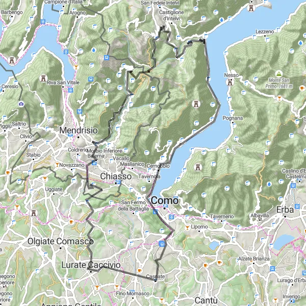 Map miniature of "Road Cycling Adventure: Conquer Lombardia's Scenic Roads" cycling inspiration in Lombardia, Italy. Generated by Tarmacs.app cycling route planner