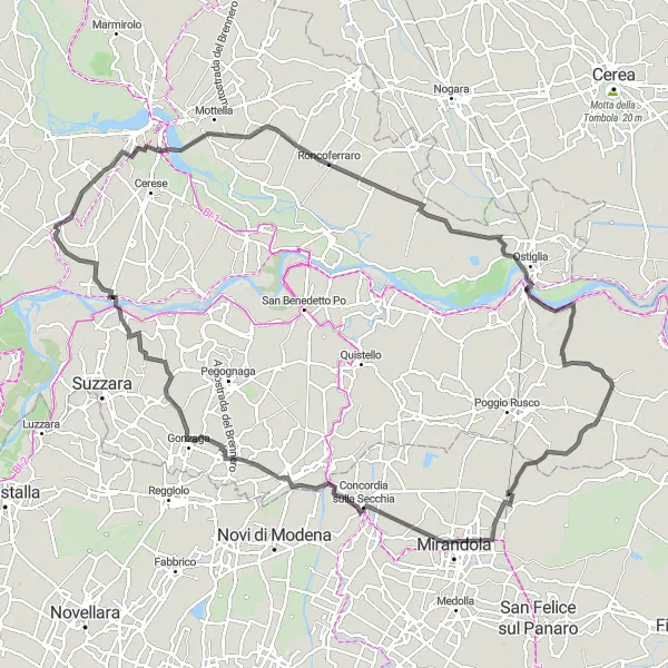 Zemljevid v pomanjšavi "Kolesarska pot okoli Buscolda" kolesarske inspiracije v Lombardia, Italy. Generirano z načrtovalcem kolesarskih poti Tarmacs.app