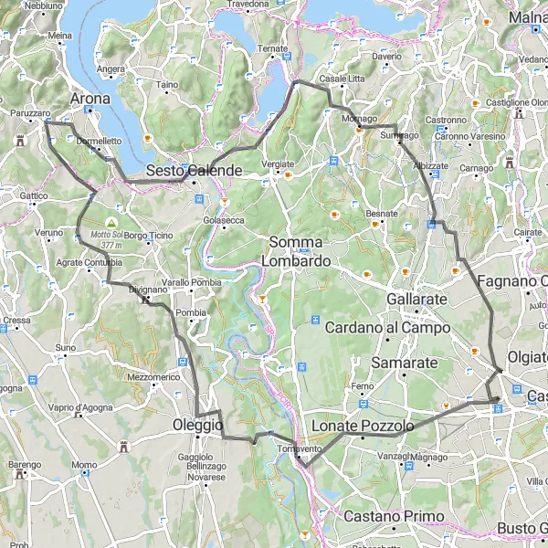 Miniaturní mapa "Scenic Road Cycling Tour" inspirace pro cyklisty v oblasti Lombardia, Italy. Vytvořeno pomocí plánovače tras Tarmacs.app