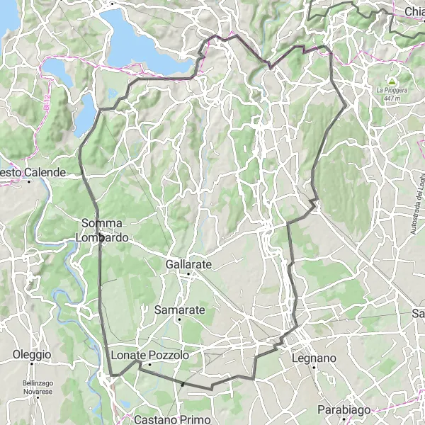 Map miniature of "Gorla Minore Adventure Ride ☜" cycling inspiration in Lombardia, Italy. Generated by Tarmacs.app cycling route planner