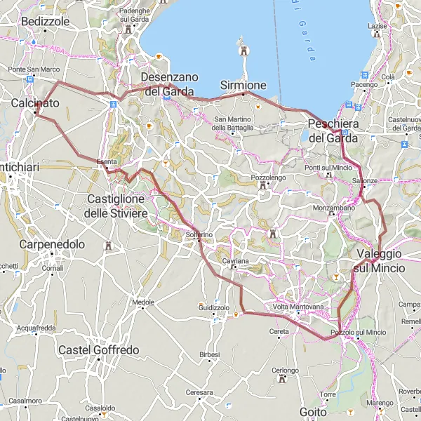 Miniature de la carte de l'inspiration cycliste "Exploration de Sirmione sur Gravel" dans la Lombardia, Italy. Générée par le planificateur d'itinéraire cycliste Tarmacs.app