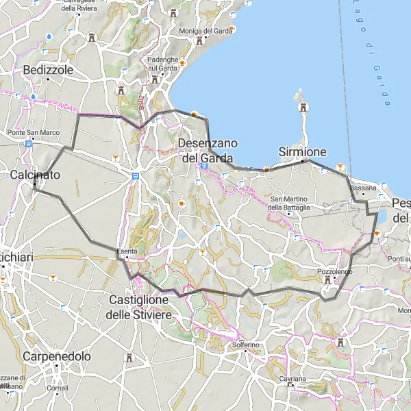 Miniature de la carte de l'inspiration cycliste "Boucle de Maguzzano" dans la Lombardia, Italy. Générée par le planificateur d'itinéraire cycliste Tarmacs.app