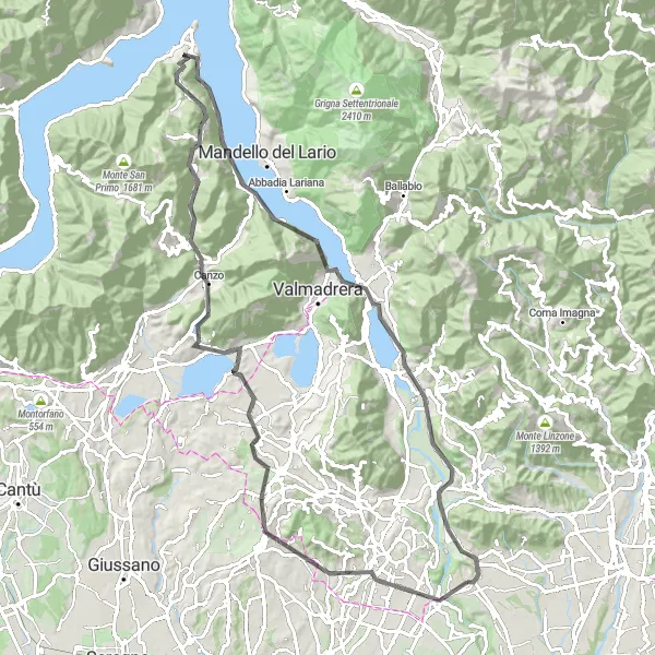 Kartminiatyr av "Utforsk Lombardias naturlige skjønnhet" sykkelinspirasjon i Lombardia, Italy. Generert av Tarmacs.app sykkelrutoplanlegger