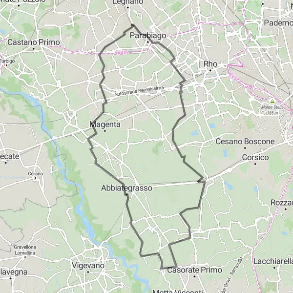 Karten-Miniaturansicht der Radinspiration "Rundweg von Nerviano nach Canegrate" in Lombardia, Italy. Erstellt vom Tarmacs.app-Routenplaner für Radtouren