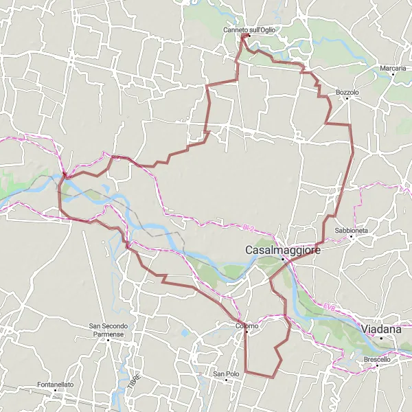 Miniatura mapy "Trasa podjazdowa przez urokliwe Canneto sull'Oglio" - trasy rowerowej w Lombardia, Italy. Wygenerowane przez planer tras rowerowych Tarmacs.app