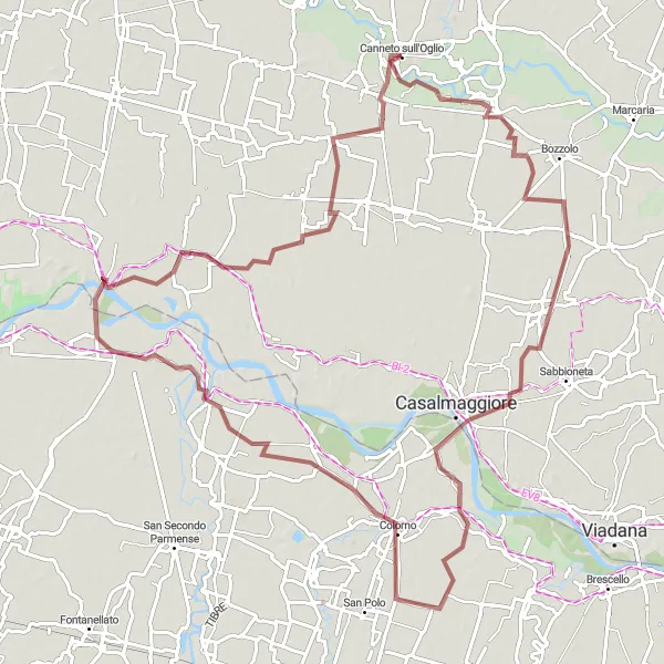 Map miniature of "Scenic Gravel Ride" cycling inspiration in Lombardia, Italy. Generated by Tarmacs.app cycling route planner