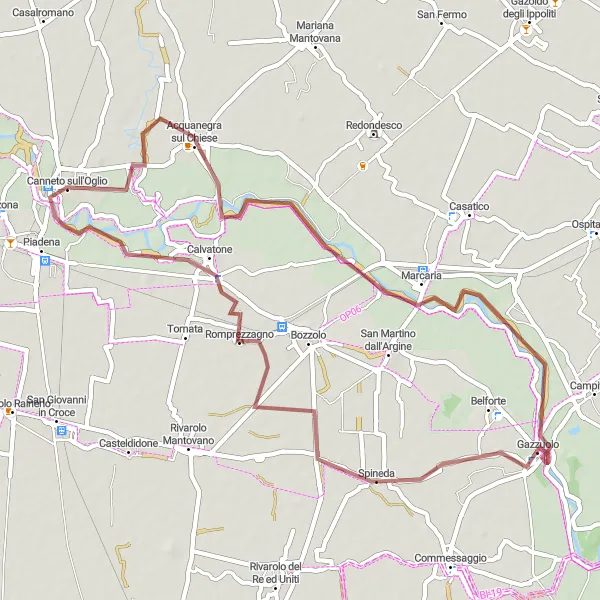 Map miniature of "Gravel Adventure in Lombardy" cycling inspiration in Lombardia, Italy. Generated by Tarmacs.app cycling route planner