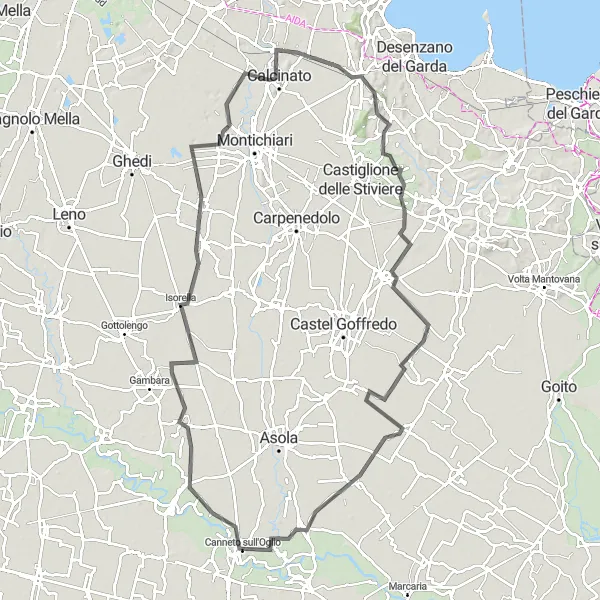 Map miniature of "Garda Lake Adventure" cycling inspiration in Lombardia, Italy. Generated by Tarmacs.app cycling route planner