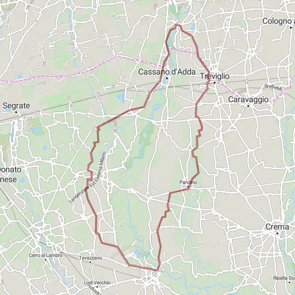 Map miniature of "Hidden Gravel Gems" cycling inspiration in Lombardia, Italy. Generated by Tarmacs.app cycling route planner