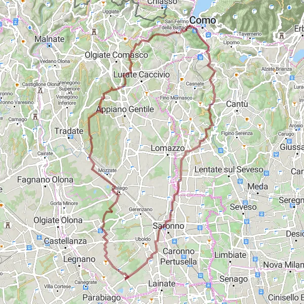Zemljevid v pomanjšavi "Razgiban obhod okoli Cantalupa" kolesarske inspiracije v Lombardia, Italy. Generirano z načrtovalcem kolesarskih poti Tarmacs.app