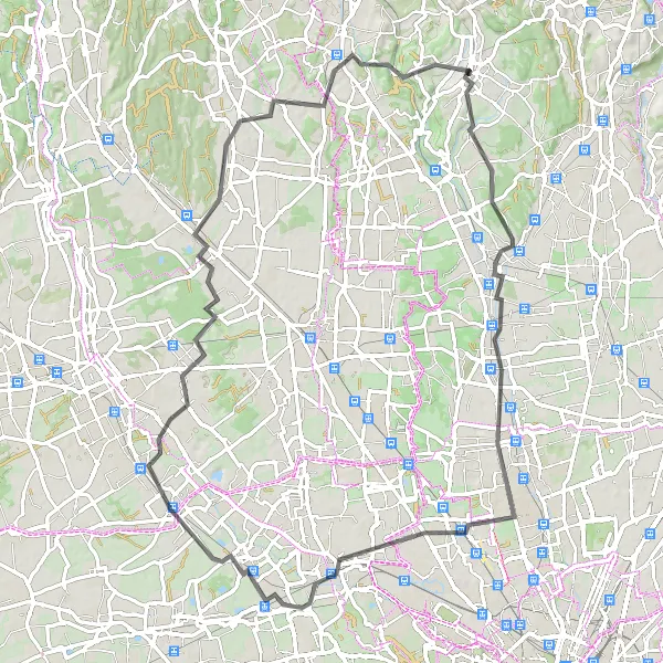 Mapa miniatúra "Cantù - Parabiago - Cantù" cyklistická inšpirácia v Lombardia, Italy. Vygenerované cyklistickým plánovačom trás Tarmacs.app