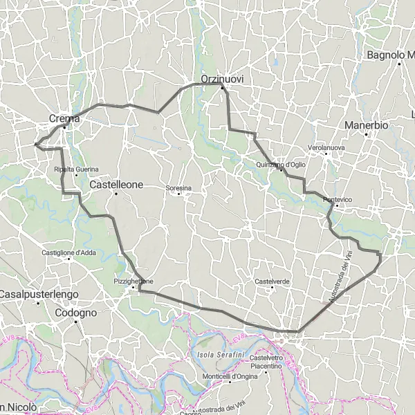 Kartminiatyr av "Äventyrlig cykeltur genom Lombardia" cykelinspiration i Lombardia, Italy. Genererad av Tarmacs.app cykelruttplanerare