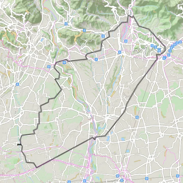 Miniatura della mappa di ispirazione al ciclismo "Giro Ciclistico Collina di Vigna" nella regione di Lombardia, Italy. Generata da Tarmacs.app, pianificatore di rotte ciclistiche