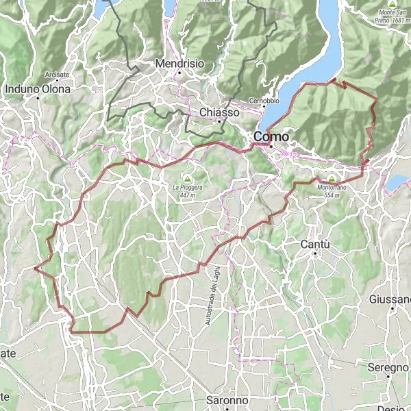 Zemljevid v pomanjšavi "Gorska pot okoli Lombardije" kolesarske inspiracije v Lombardia, Italy. Generirano z načrtovalcem kolesarskih poti Tarmacs.app