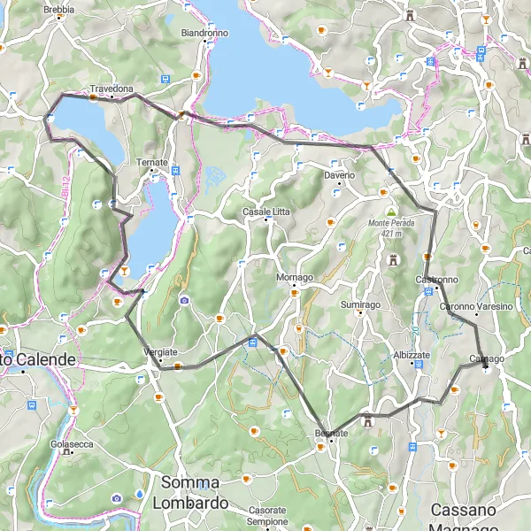 Karten-Miniaturansicht der Radinspiration "Rundweg um Carnago über Monte Martino und Monte Gennaio" in Lombardia, Italy. Erstellt vom Tarmacs.app-Routenplaner für Radtouren