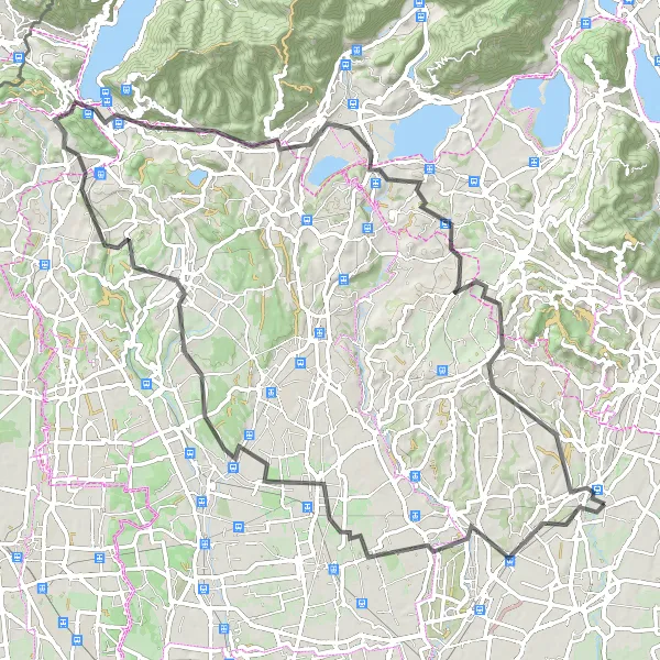 Kartminiatyr av "Carnate rundtur på landeveien" sykkelinspirasjon i Lombardia, Italy. Generert av Tarmacs.app sykkelrutoplanlegger